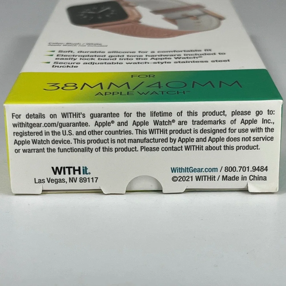 WITHit Color Pop Apple Watch Band 38mm 40mm Blush White Silicone NBN21WA017 NEW